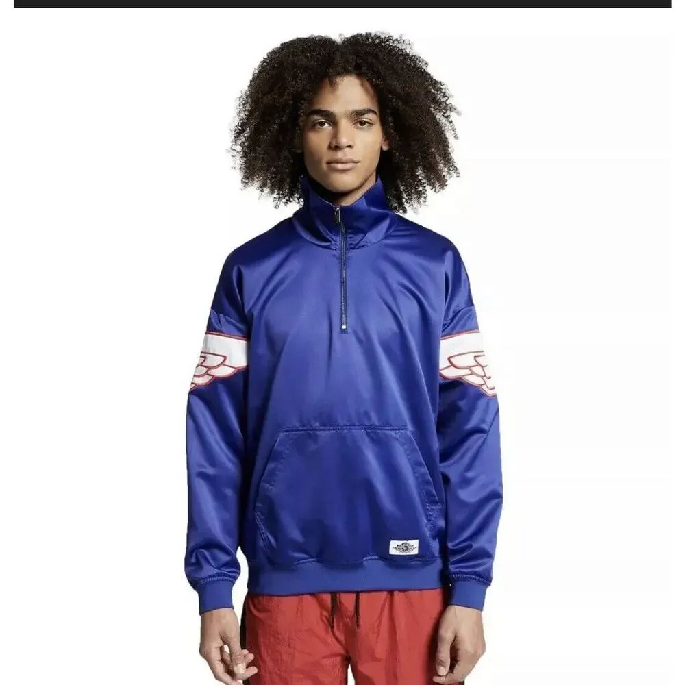 Nike Air Jordan Wings Pullover Jacket Mens Size XL Satin Feel AO0406-455
